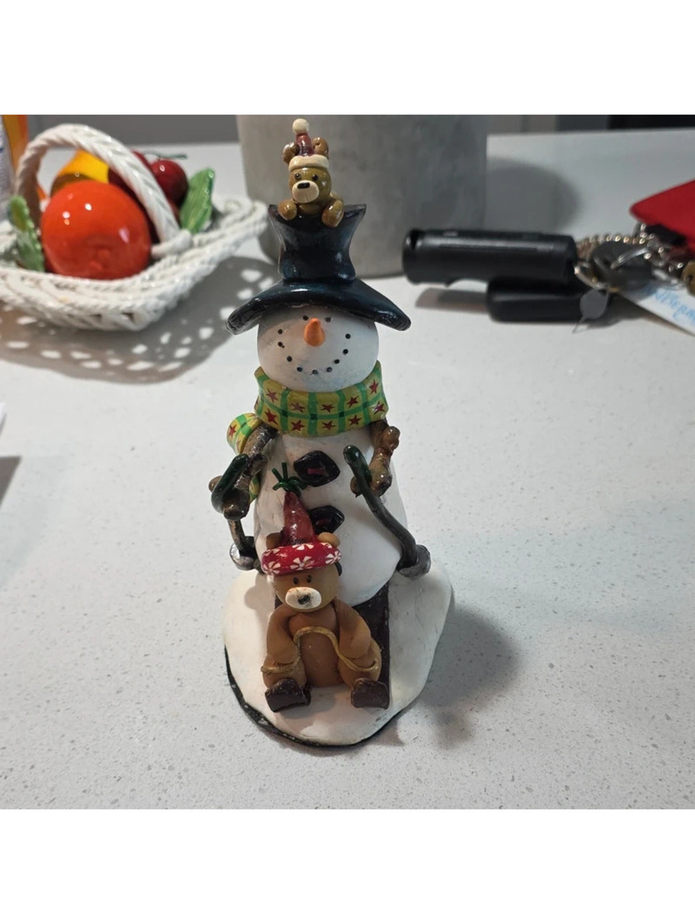 Winter Snowman and Bear Figurine Christmas Decoration